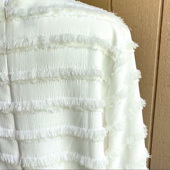 ALFANI IVORY TIERED FRINGE BELL SLEEVE SHIFT DRESS 14 NEW - Picture 10 of 15
